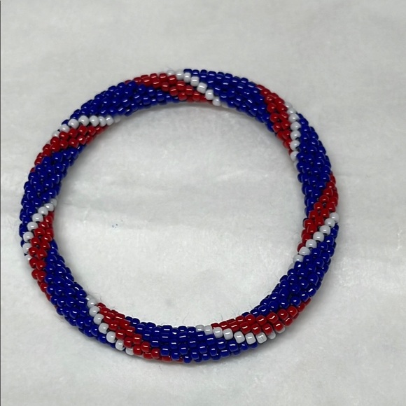 Sashka handmade Red, Blue, and White Beaded Bracelet - Picture 2 of 8